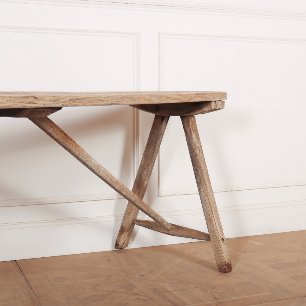 French Oak and Poplar Trestle Table View III