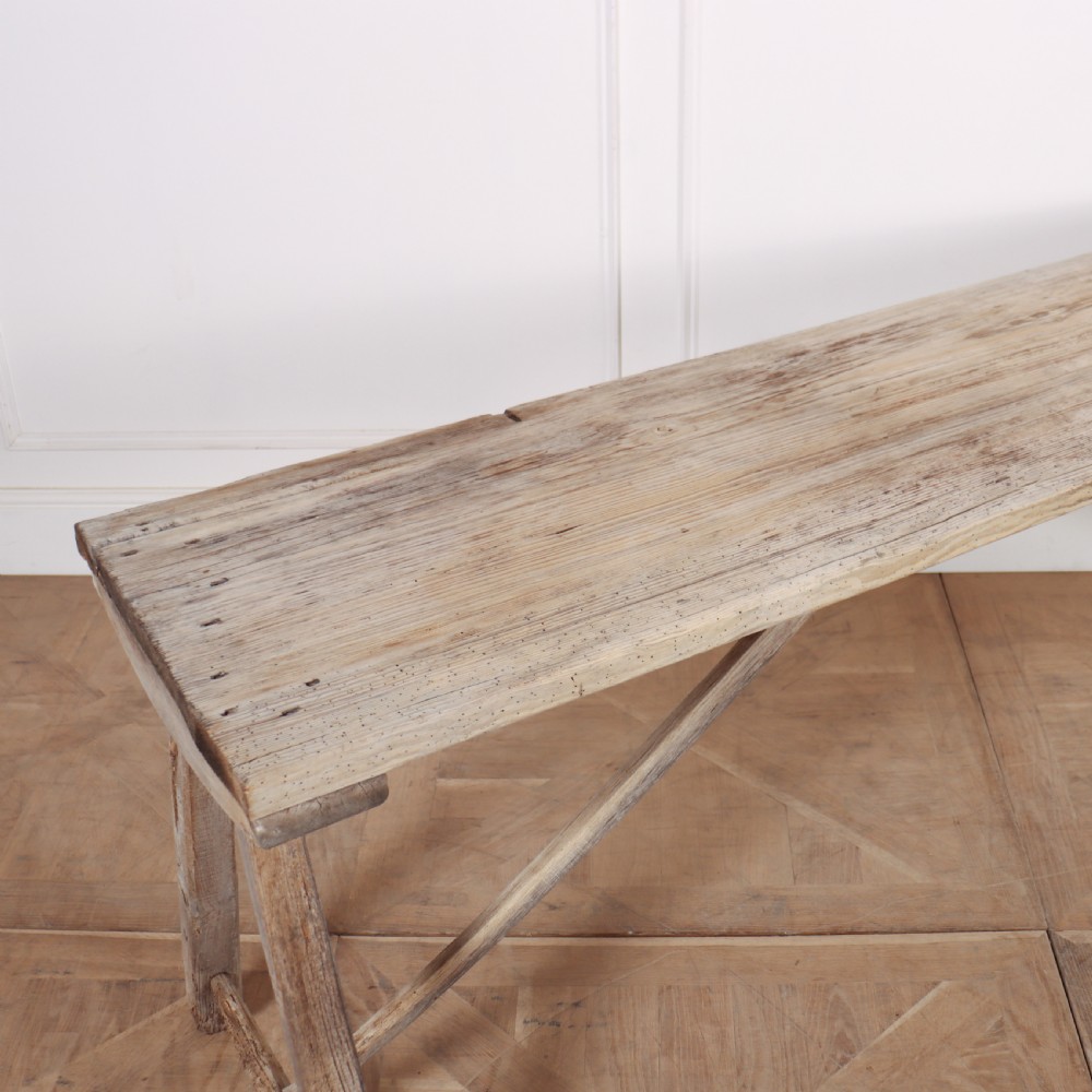 French Oak and Poplar Trestle Table View IV