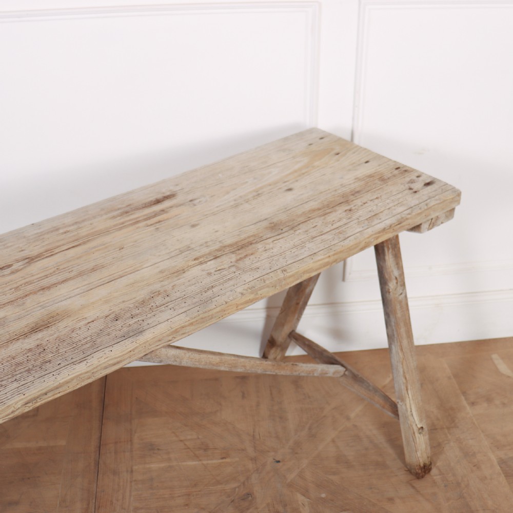 French Oak and Poplar Trestle Table View V