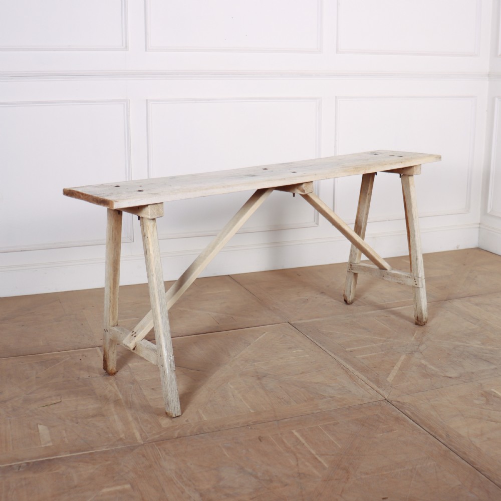 French Bleached and Scrubbed Trestle Table