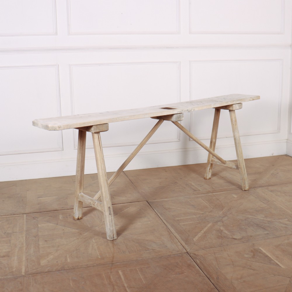 French Oak and Poplar Trestle Table