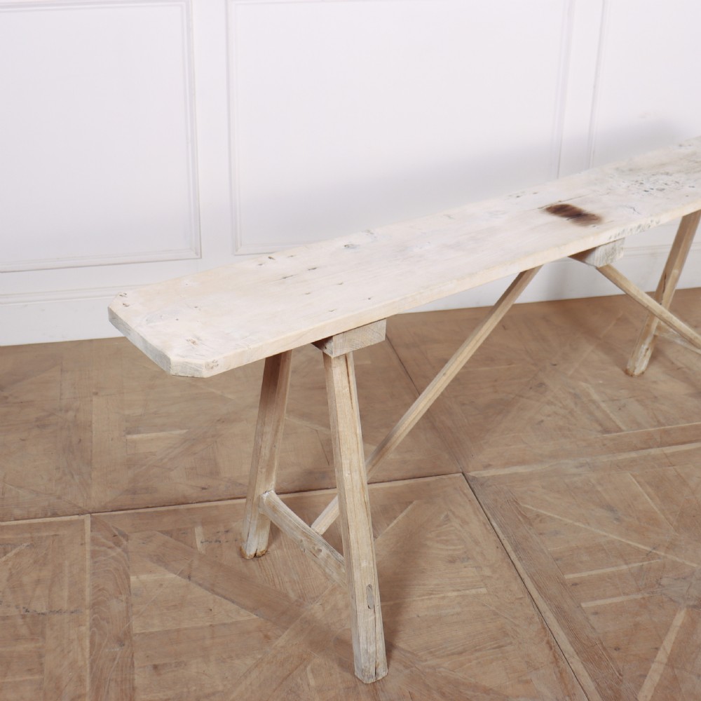 French Oak and Poplar Trestle Table View II
