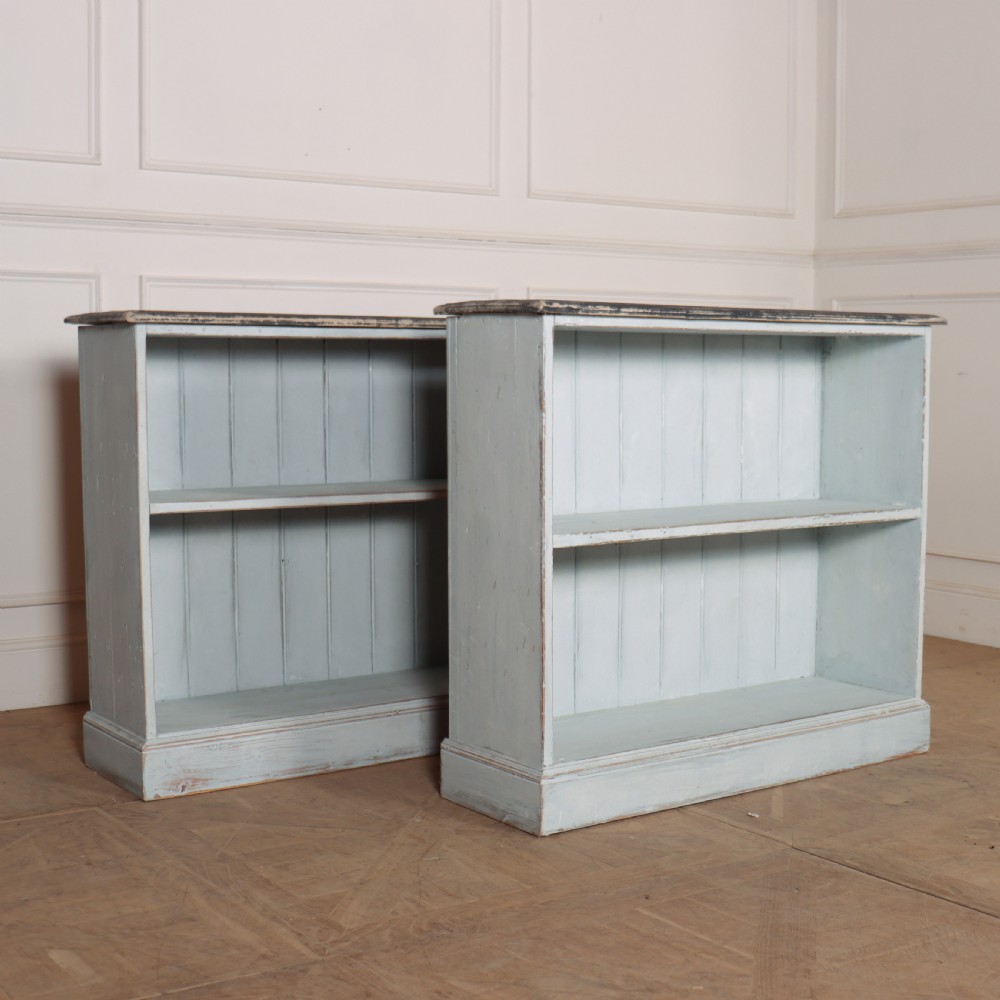 Pair of Painted Open Bookcases View II