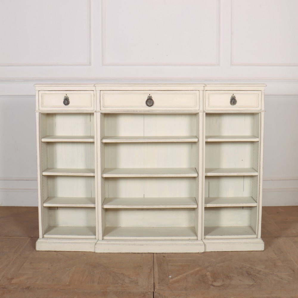 English Painted Breakfront Bookcase