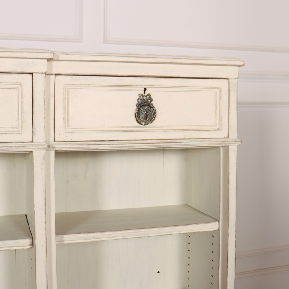 English Painted Breakfront Bookcase View IV