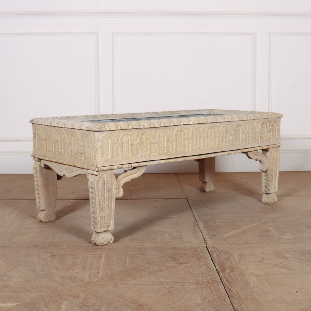 Carved and Bleached Oak Planter