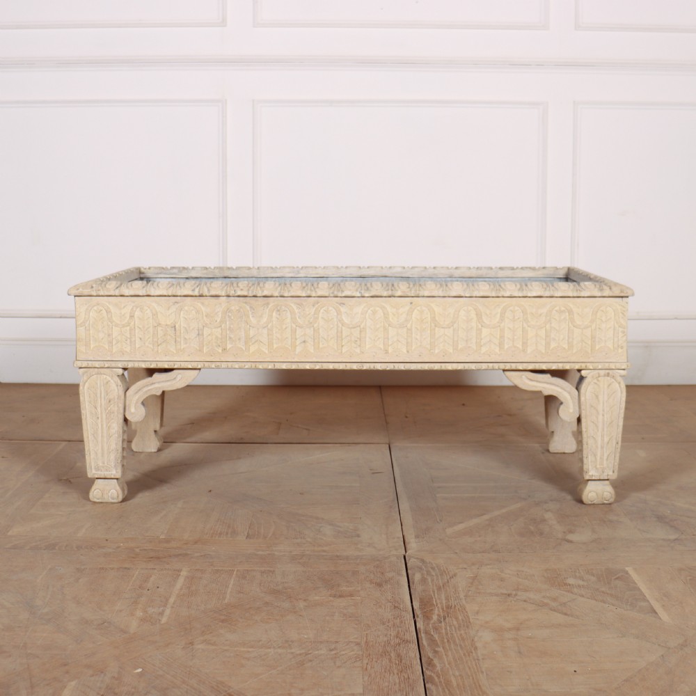 Carved and Bleached Oak Planter View II