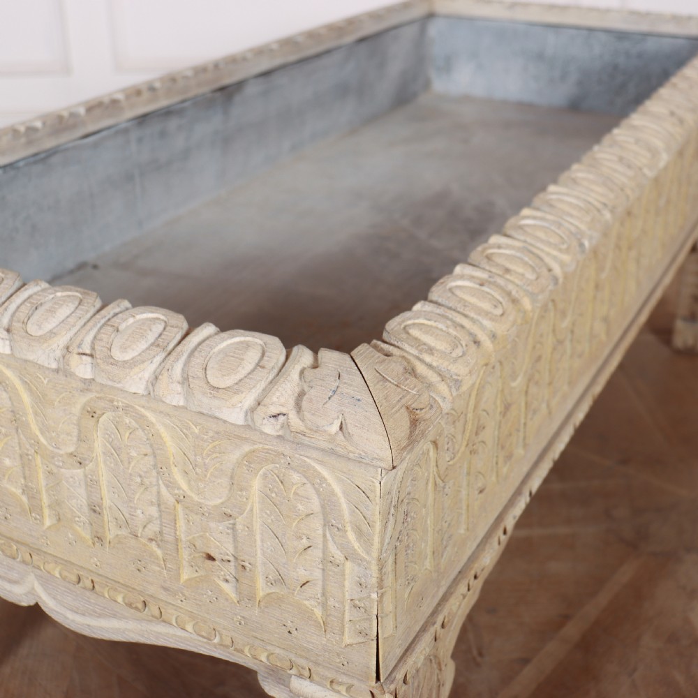 Carved and Bleached Oak Planter View III