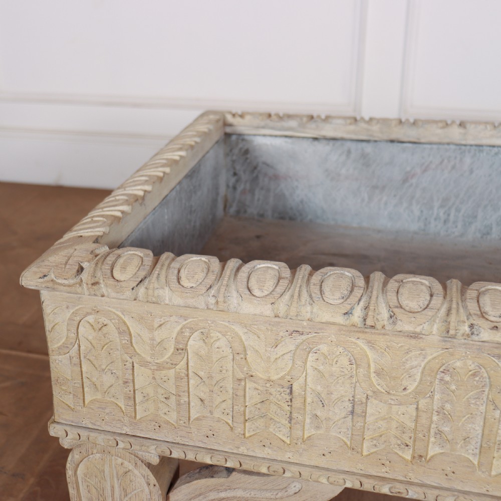 Carved and Bleached Oak Planter View V