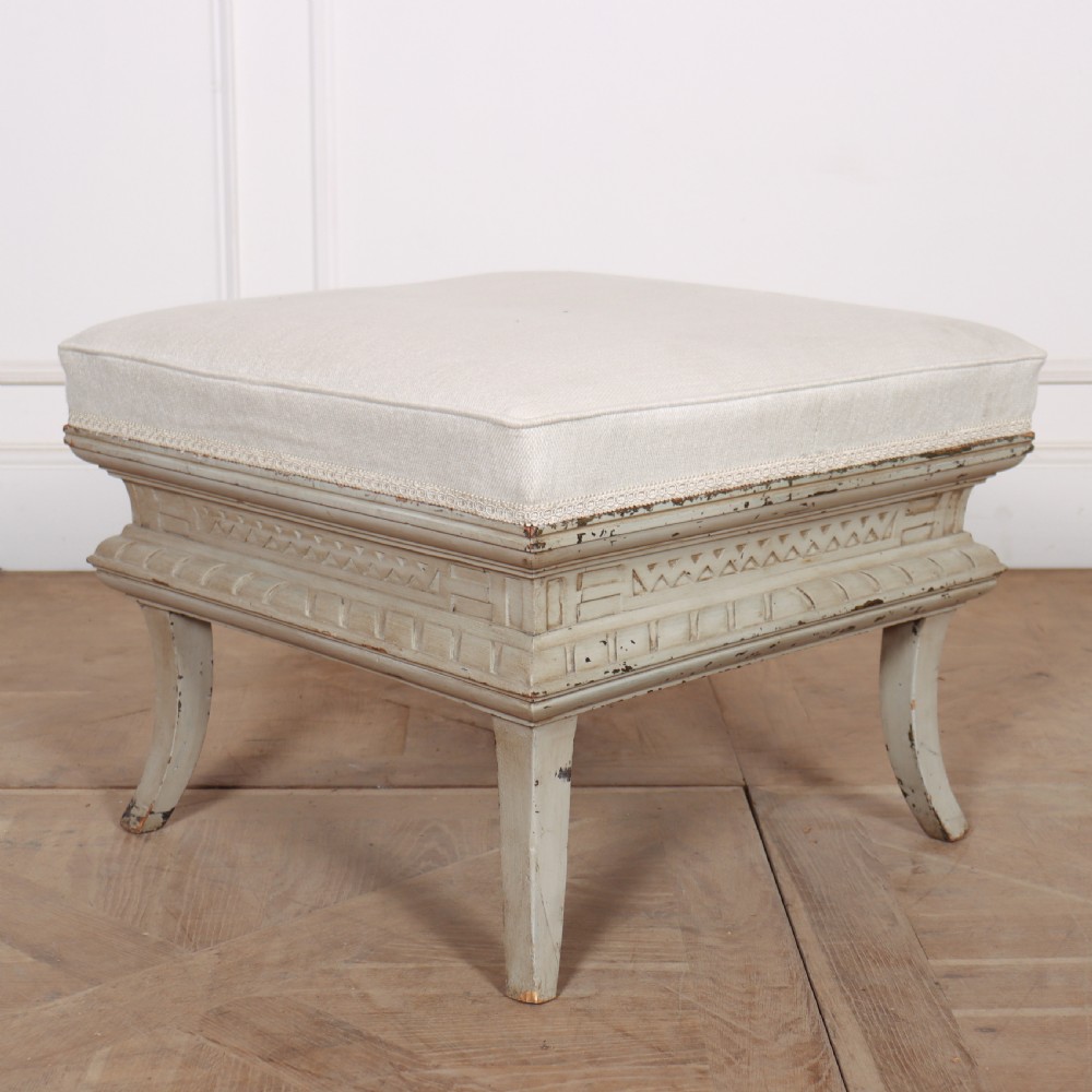 French Painted Upholstered Stool View II
