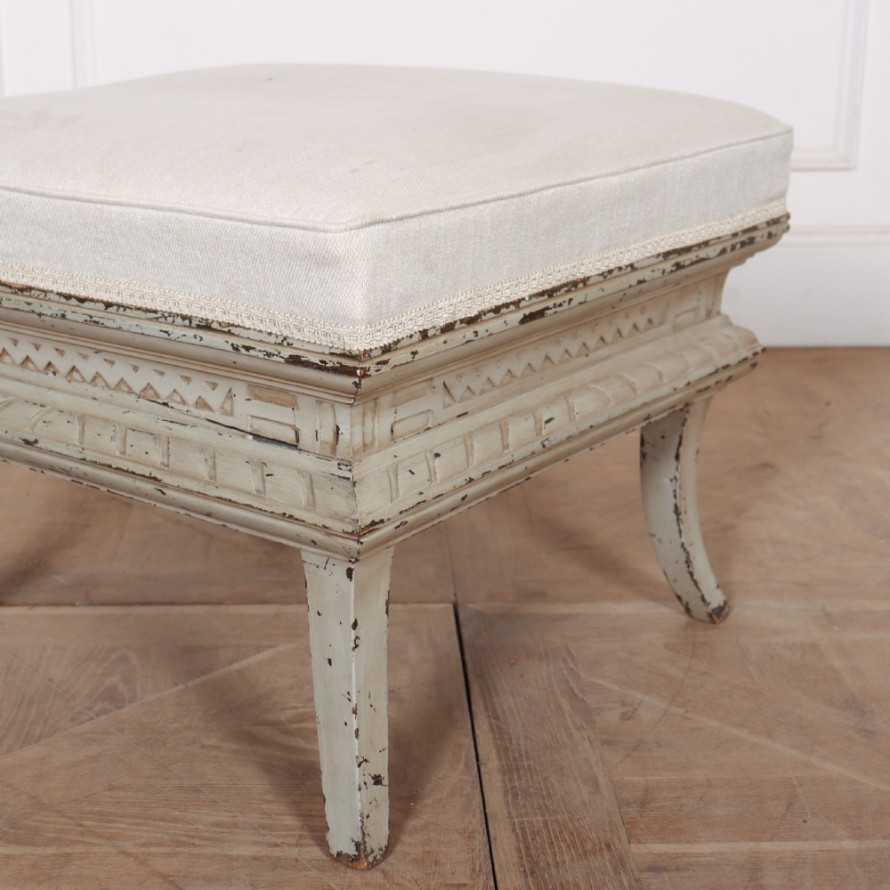 French Painted Upholstered Stool View IV