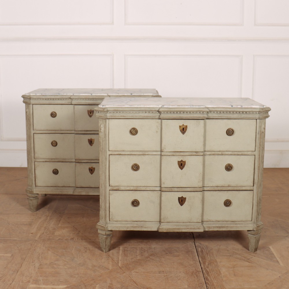 Pair of Swedish Breakfront Commodes