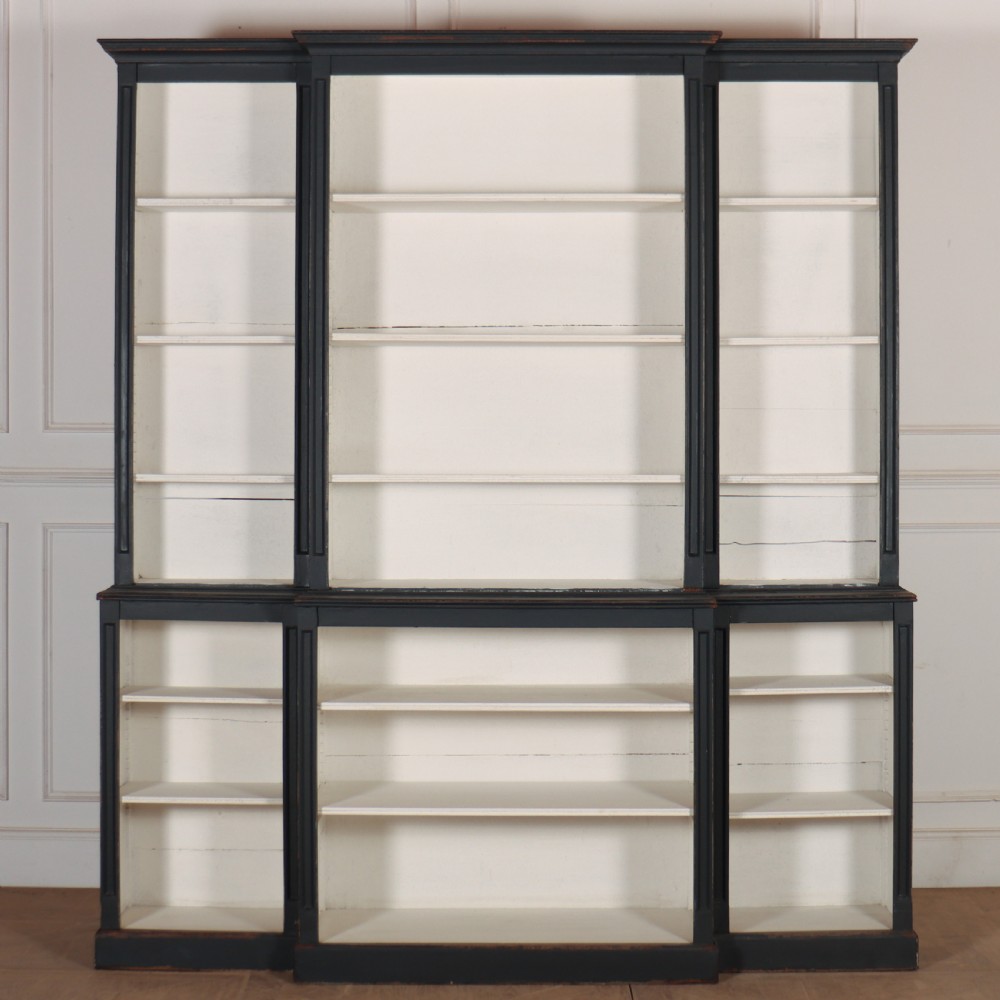 English Painted Breakfront Bookcase