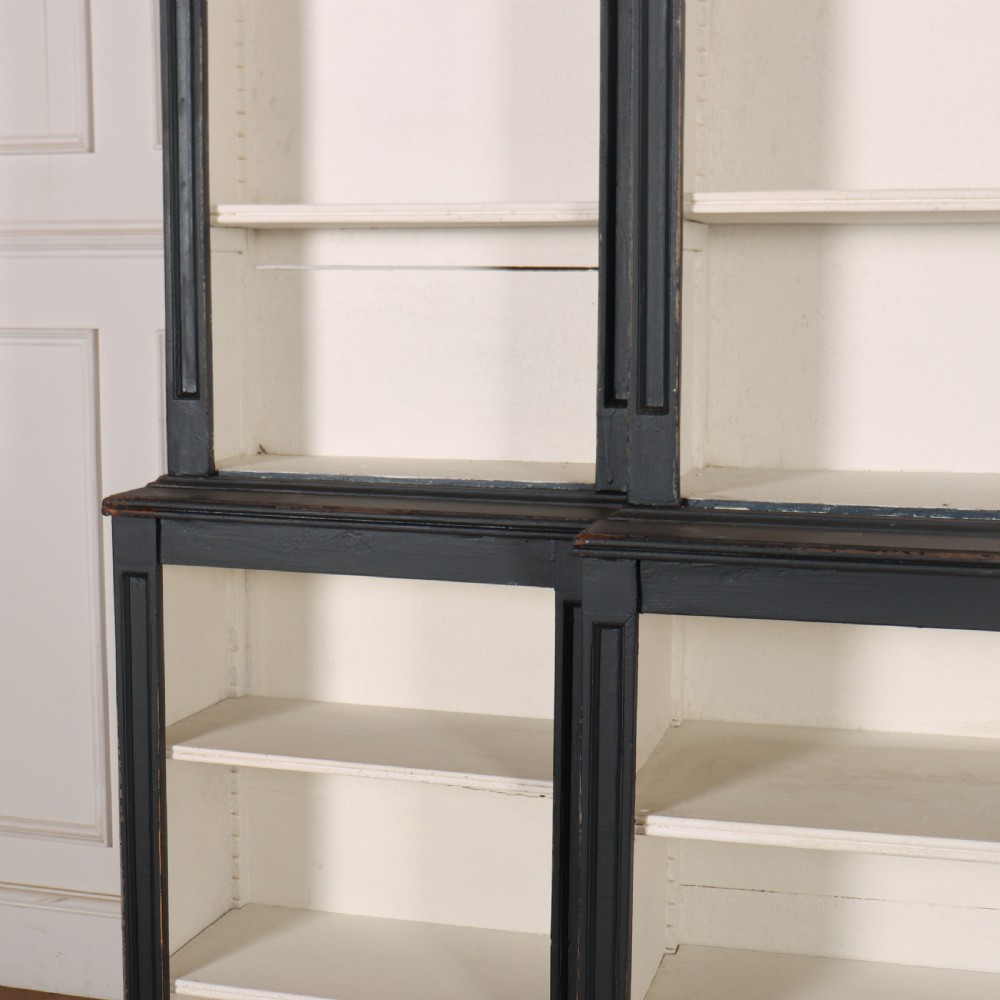 English Painted Breakfront Bookcase View II