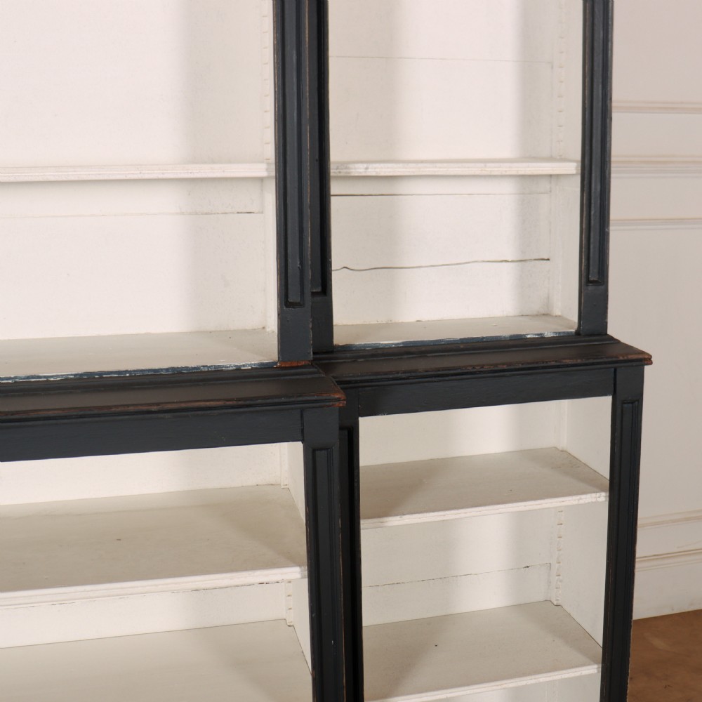 English Painted Breakfront Bookcase View V
