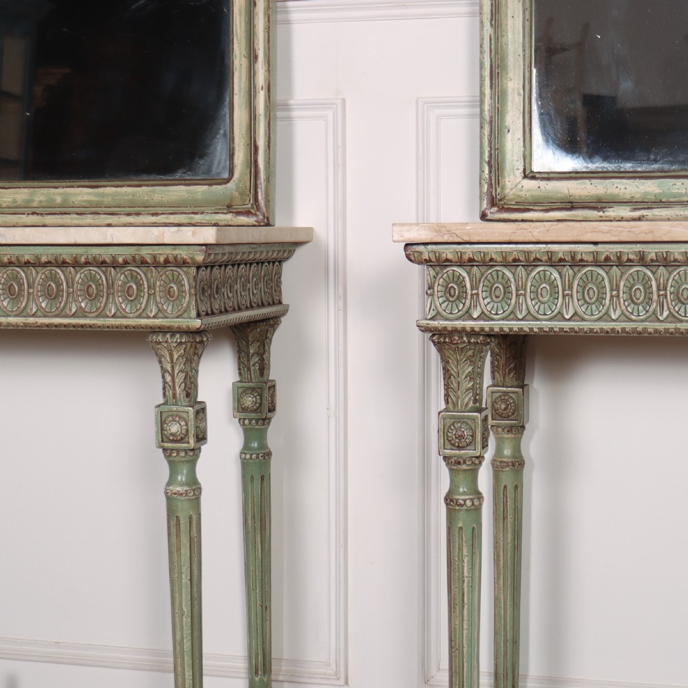Pair of Italian Console Tables and Hanging Mirrors View II