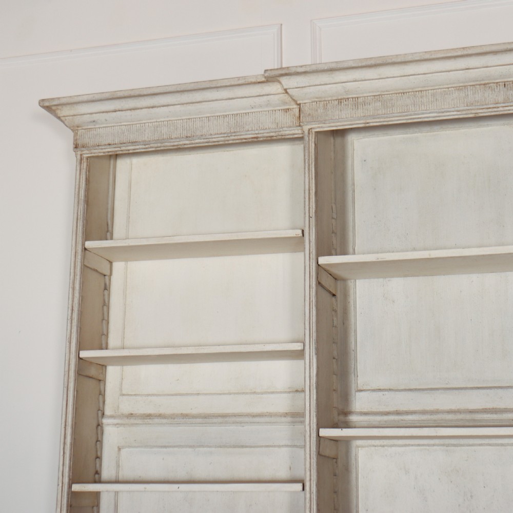 English Painted Open Breakfront Bookcase View V