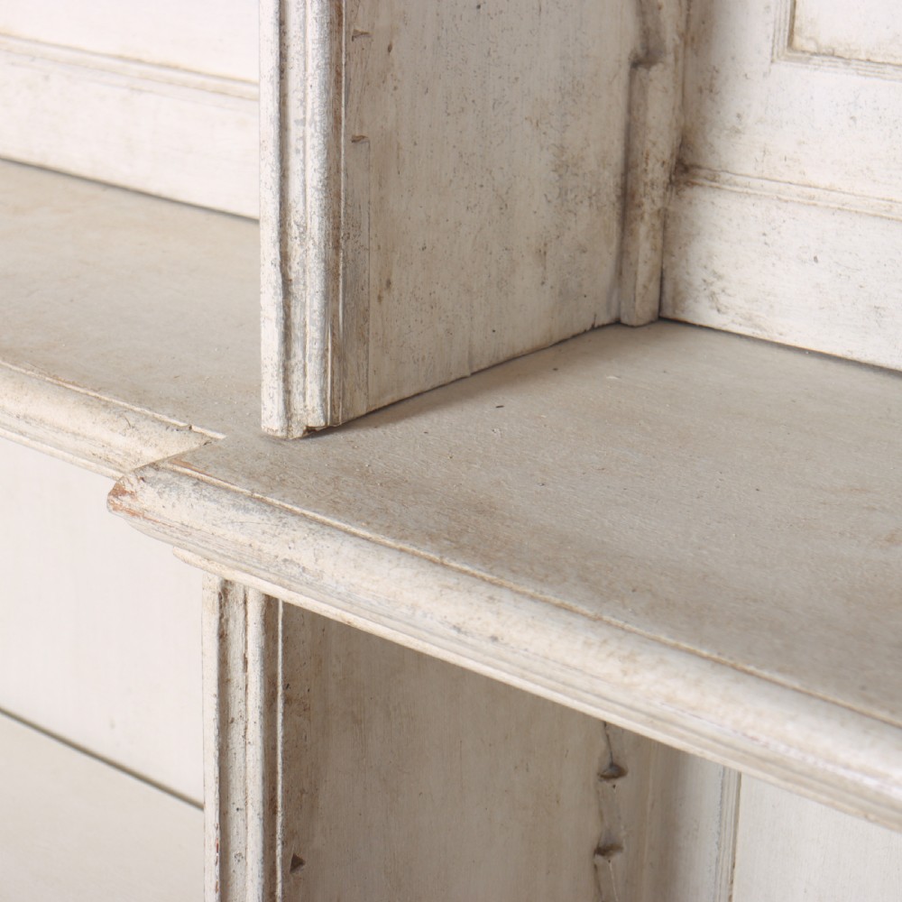 English Painted Open Breakfront Bookcase View VIII