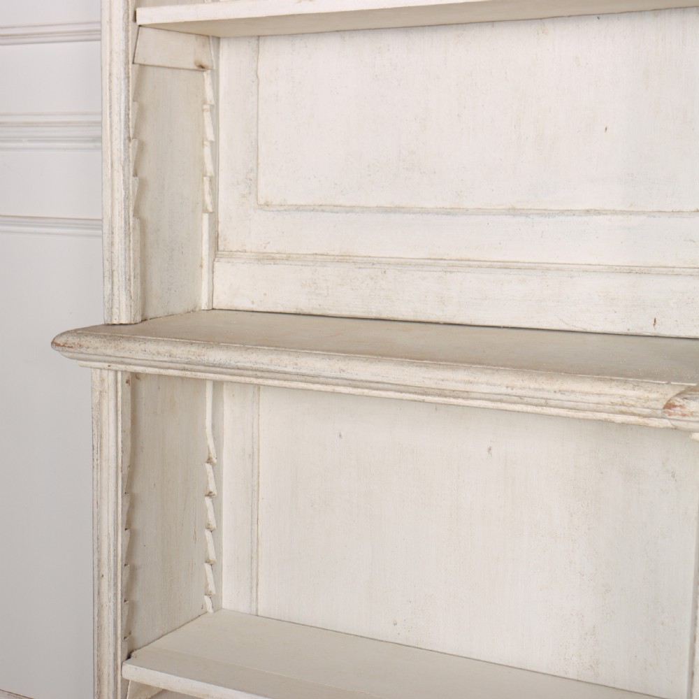 English Painted Open Breakfront Bookcase View IX