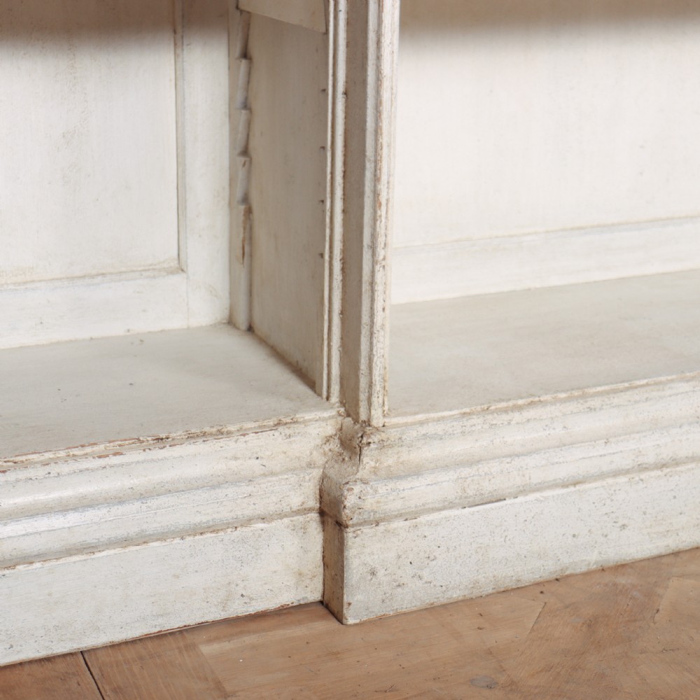 English Painted Open Breakfront Bookcase View XI