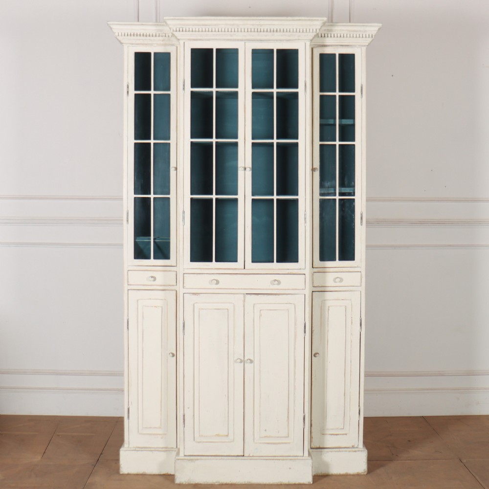 English Painted Breakfront Bookcase
