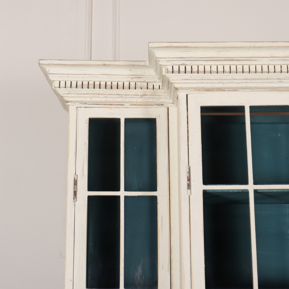 English Painted Breakfront Bookcase View II