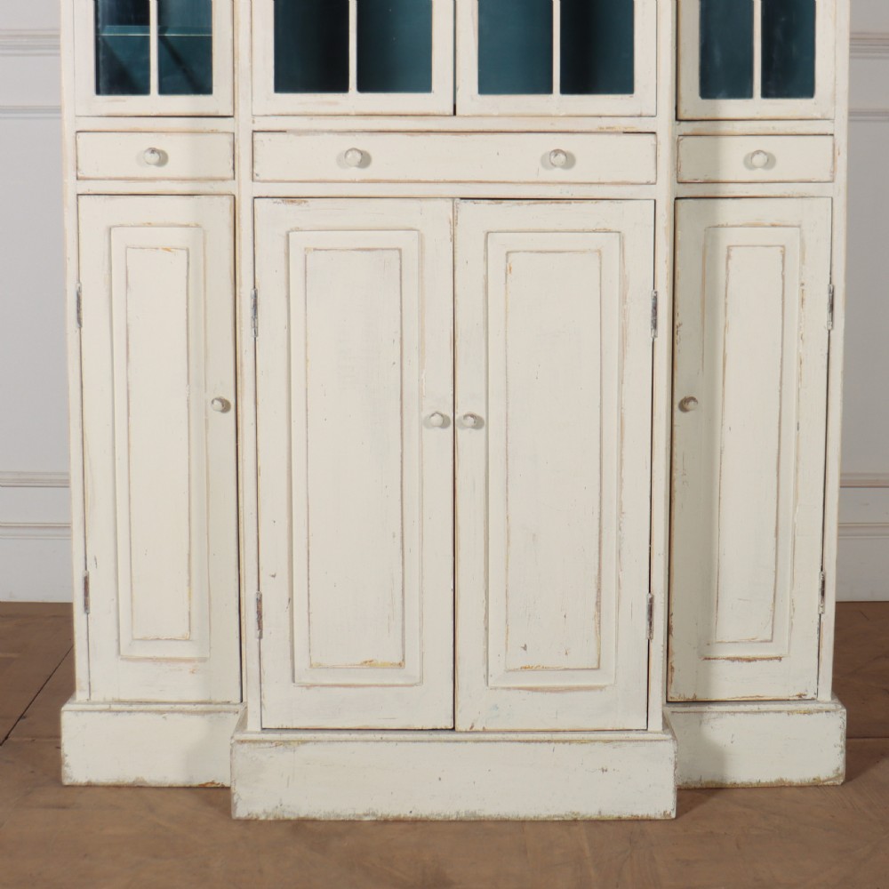 English Painted Breakfront Bookcase View IV