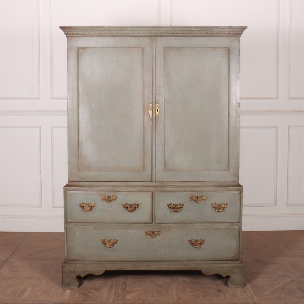18th Century Painted Linen Cupboard