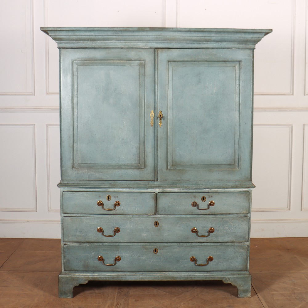 18th Century Painted Linen Cupboard