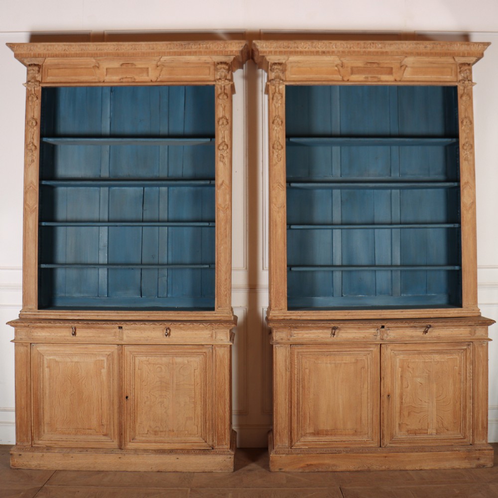 Pair of French Bleached Oak Bookcases