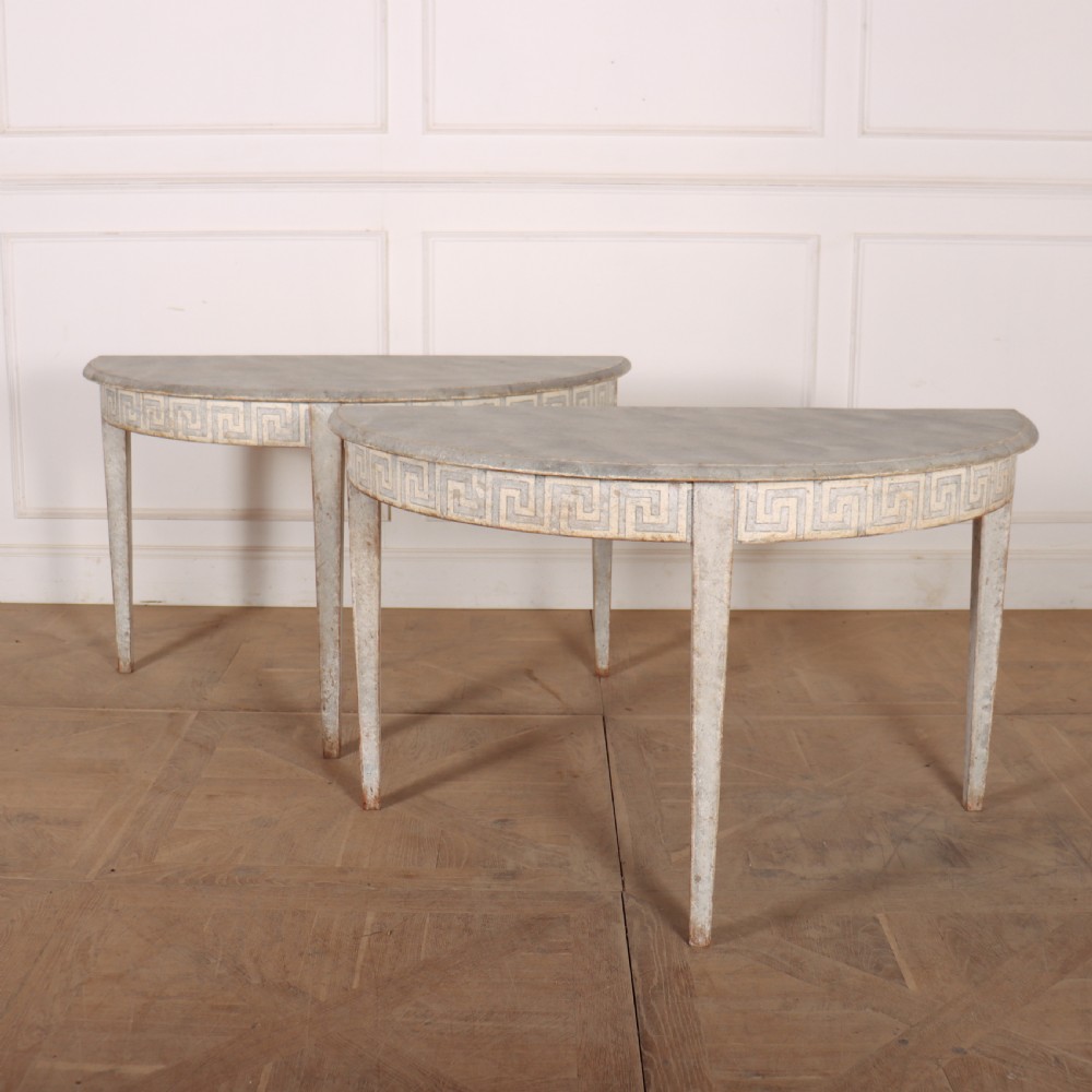 Pair of Swedish Demi Lune Consoles