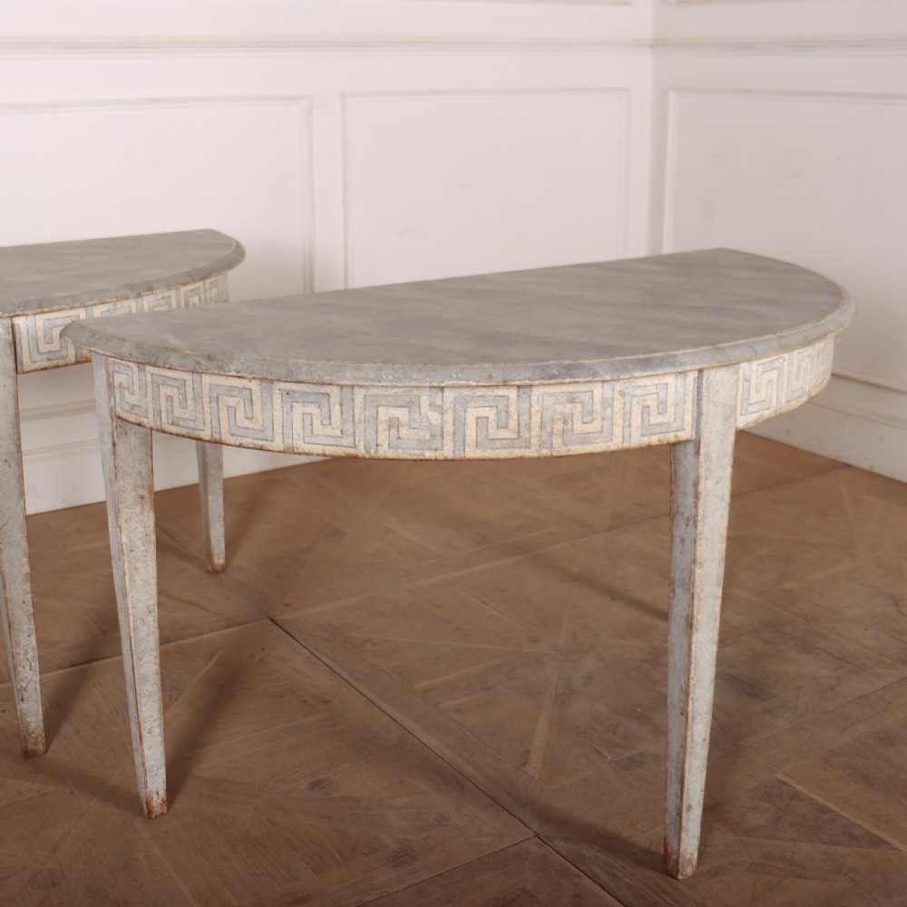 Pair of Swedish Demi Lune Consoles View II