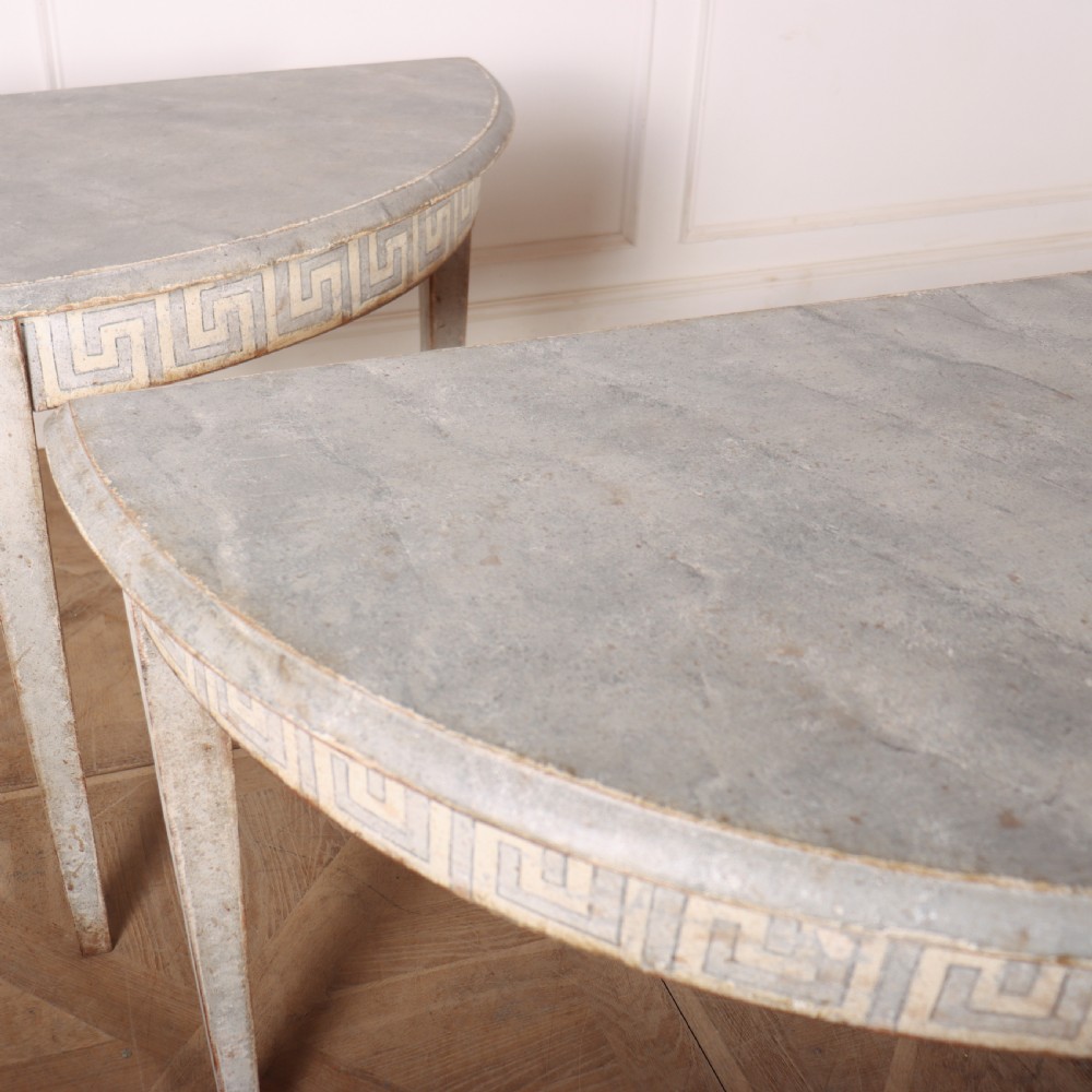 Pair of Swedish Demi Lune Consoles View VI
