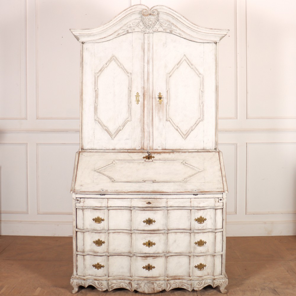 18th Century Painted Rococo Bureau Bookcase