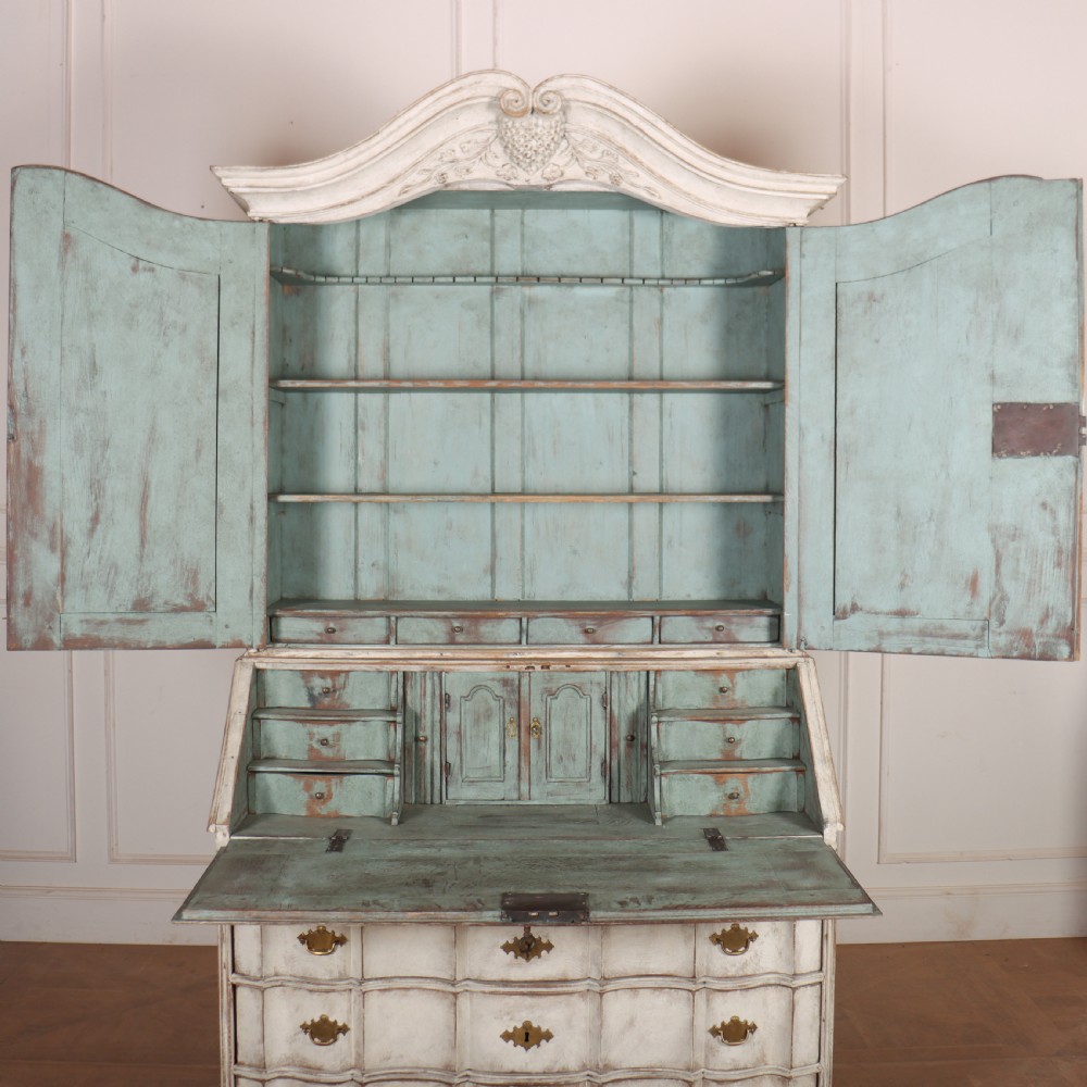 18th Century Painted Rococo Bureau Bookcase View VIII