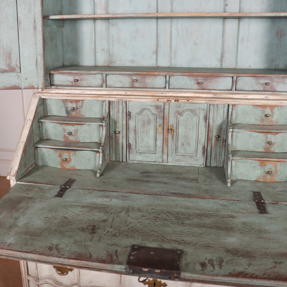 18th Century Painted Rococo Bureau Bookcase View IX