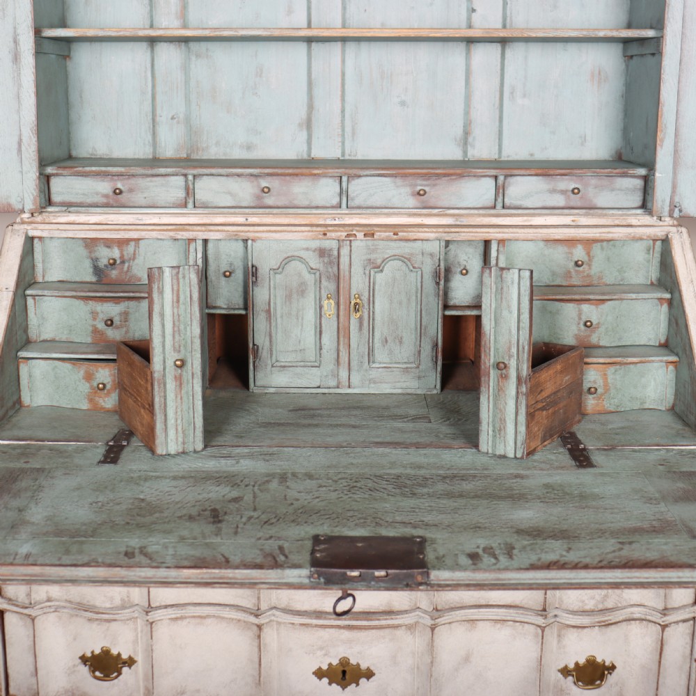 18th Century Painted Rococo Bureau Bookcase View XI
