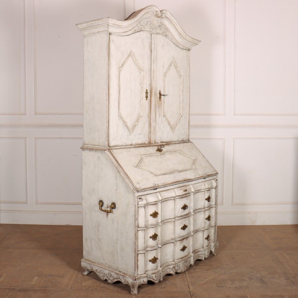 18th Century Painted Rococo Bureau Bookcase View XII