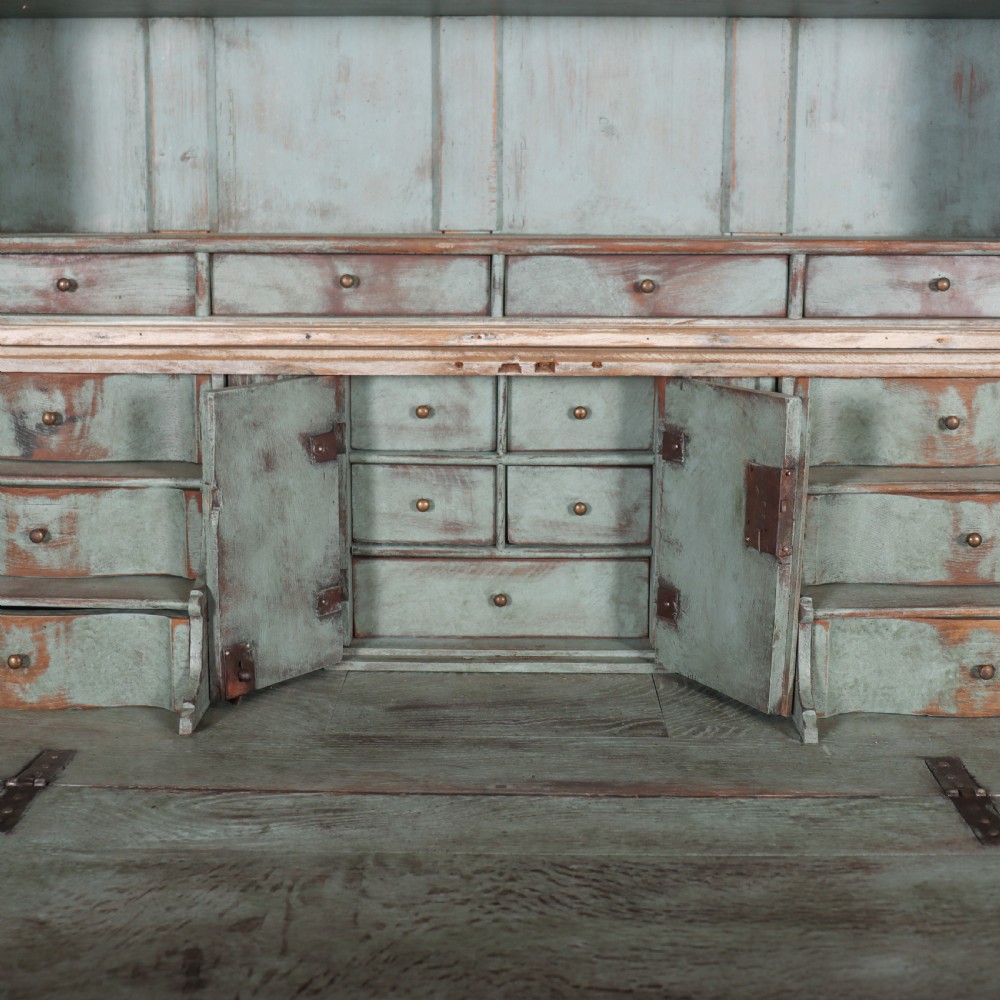 18th Century Painted Rococo Bureau Bookcase View XIII