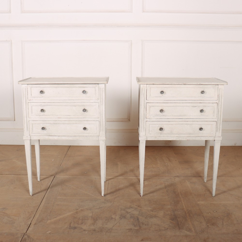 Pair of French Painted Bedside Commodes