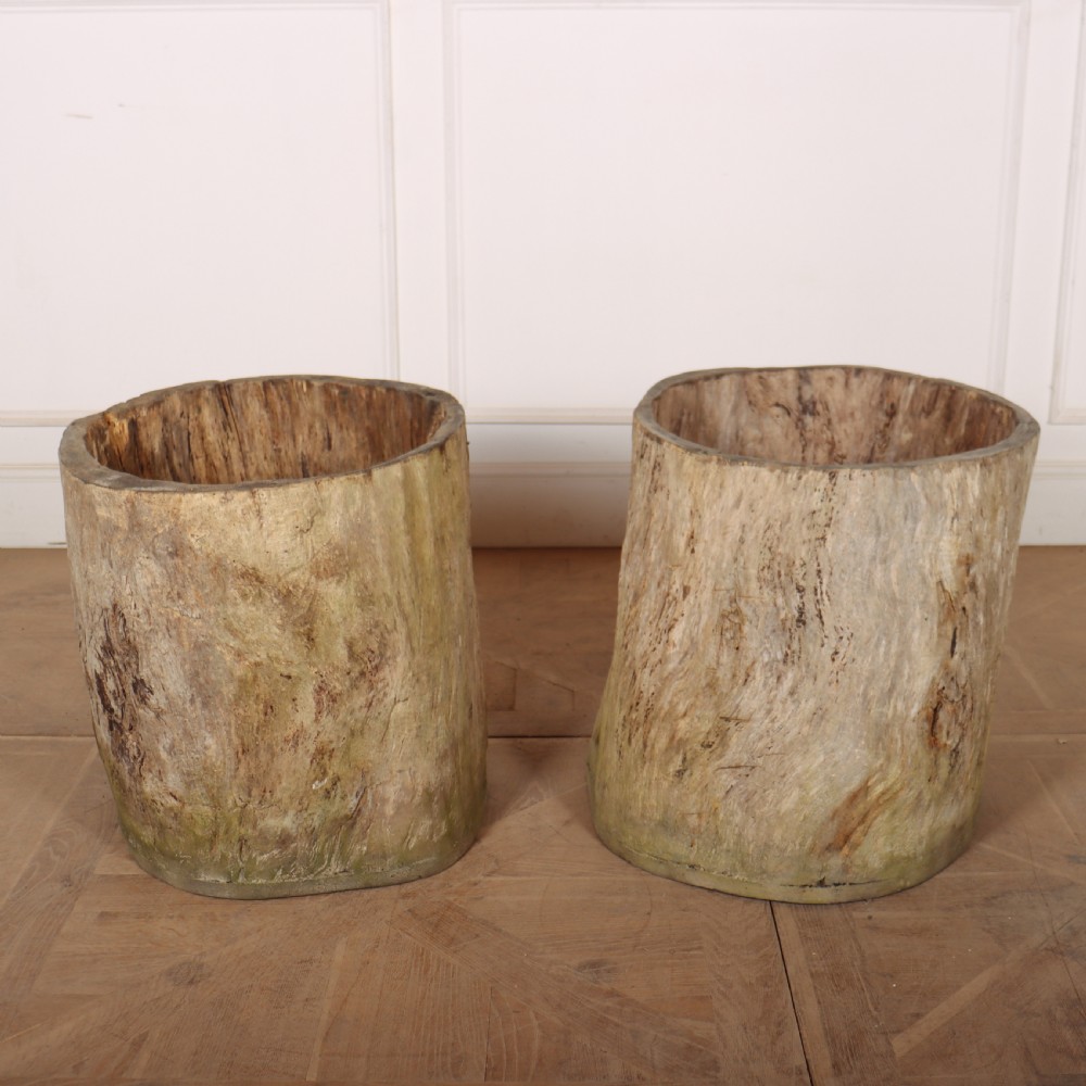 Pair of Dug Out Sycamore Planters View V