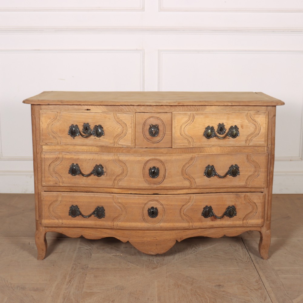 French Bleached Oak Serpentine Commode