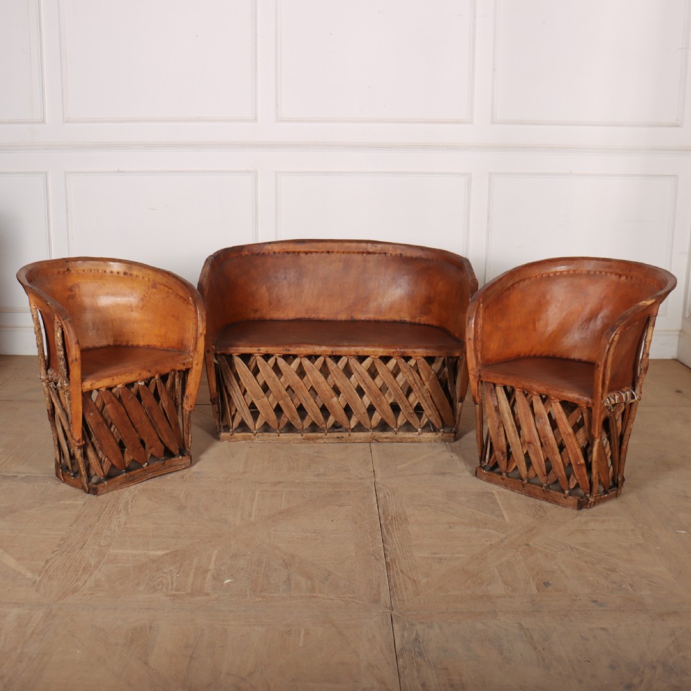 Spanish Leather and Willow Sofa Suite