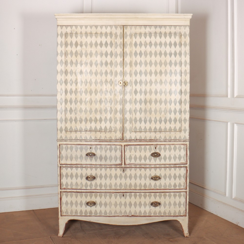 English Painted Linen Cupboard