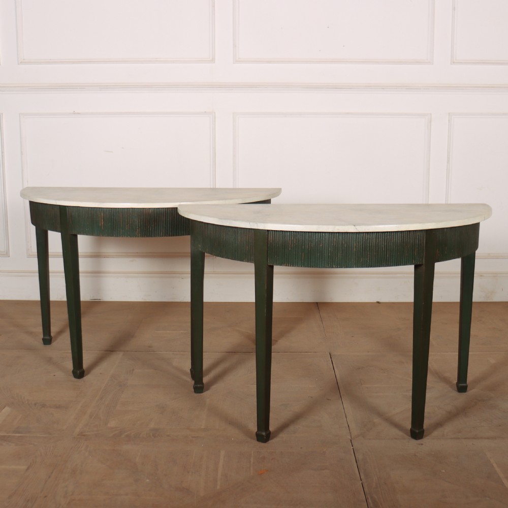 Pair of Swedish Demi Lune Consoles