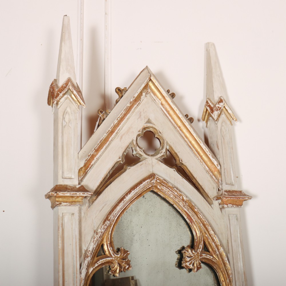 19th Century Original Painted Gothic Mirror View II