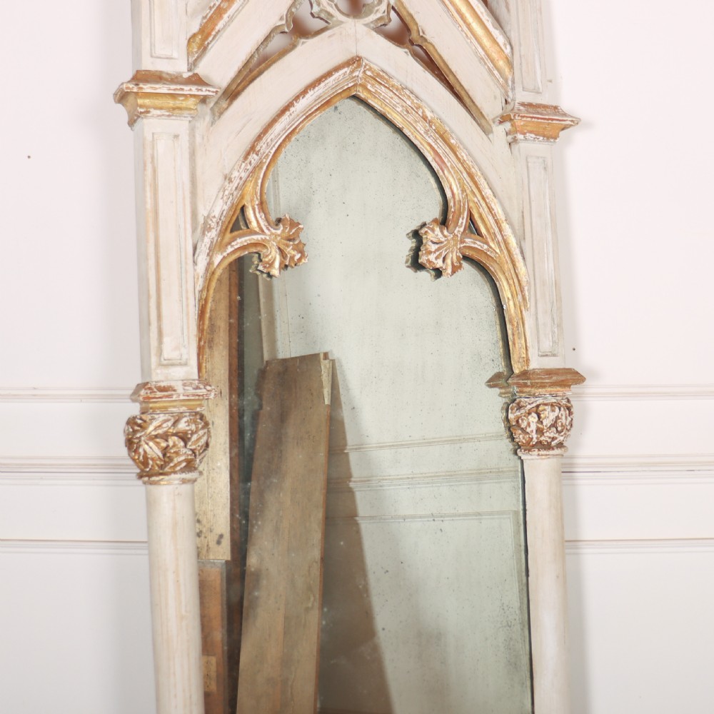 19th Century Original Painted Gothic Mirror View III