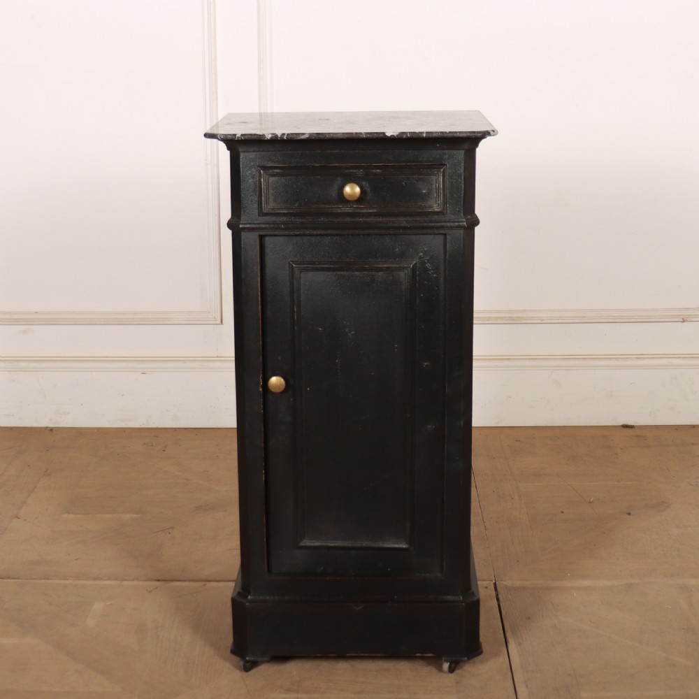 French Painted Marble Top Bedside Table