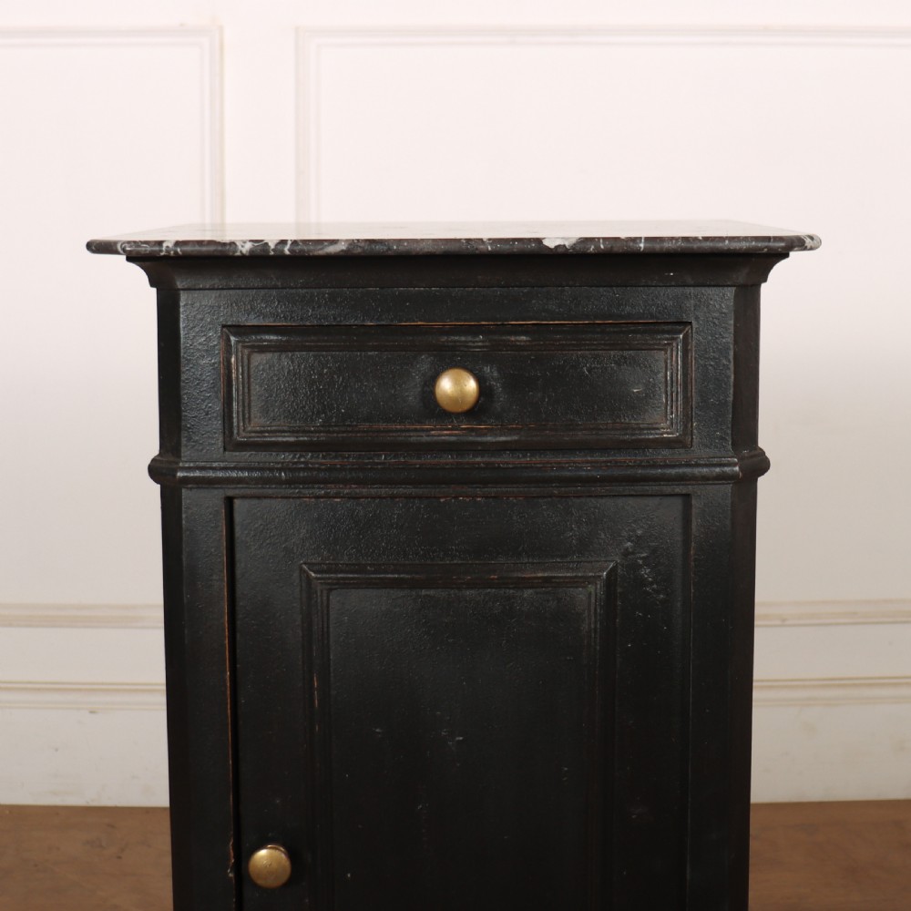 French Painted Marble Top Bedside Table View II