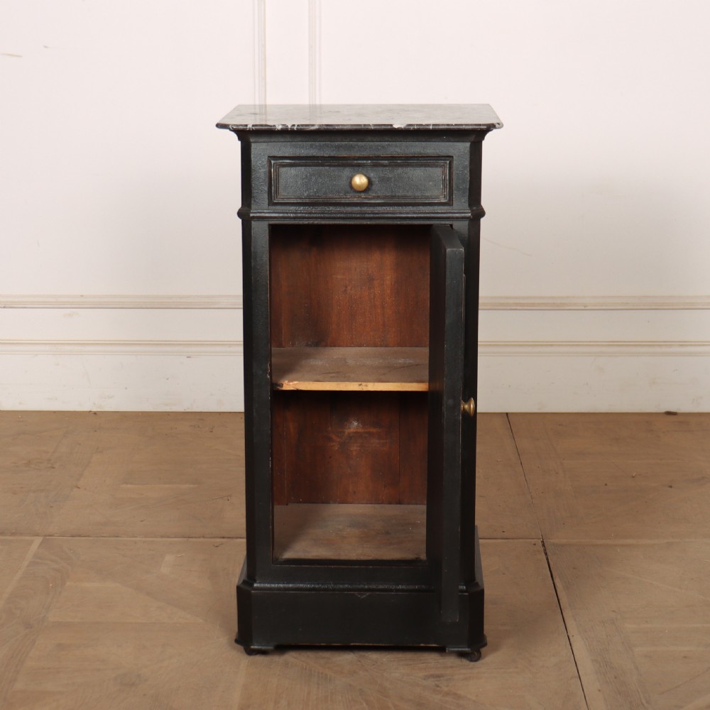 French Painted Marble Top Bedside Table View X
